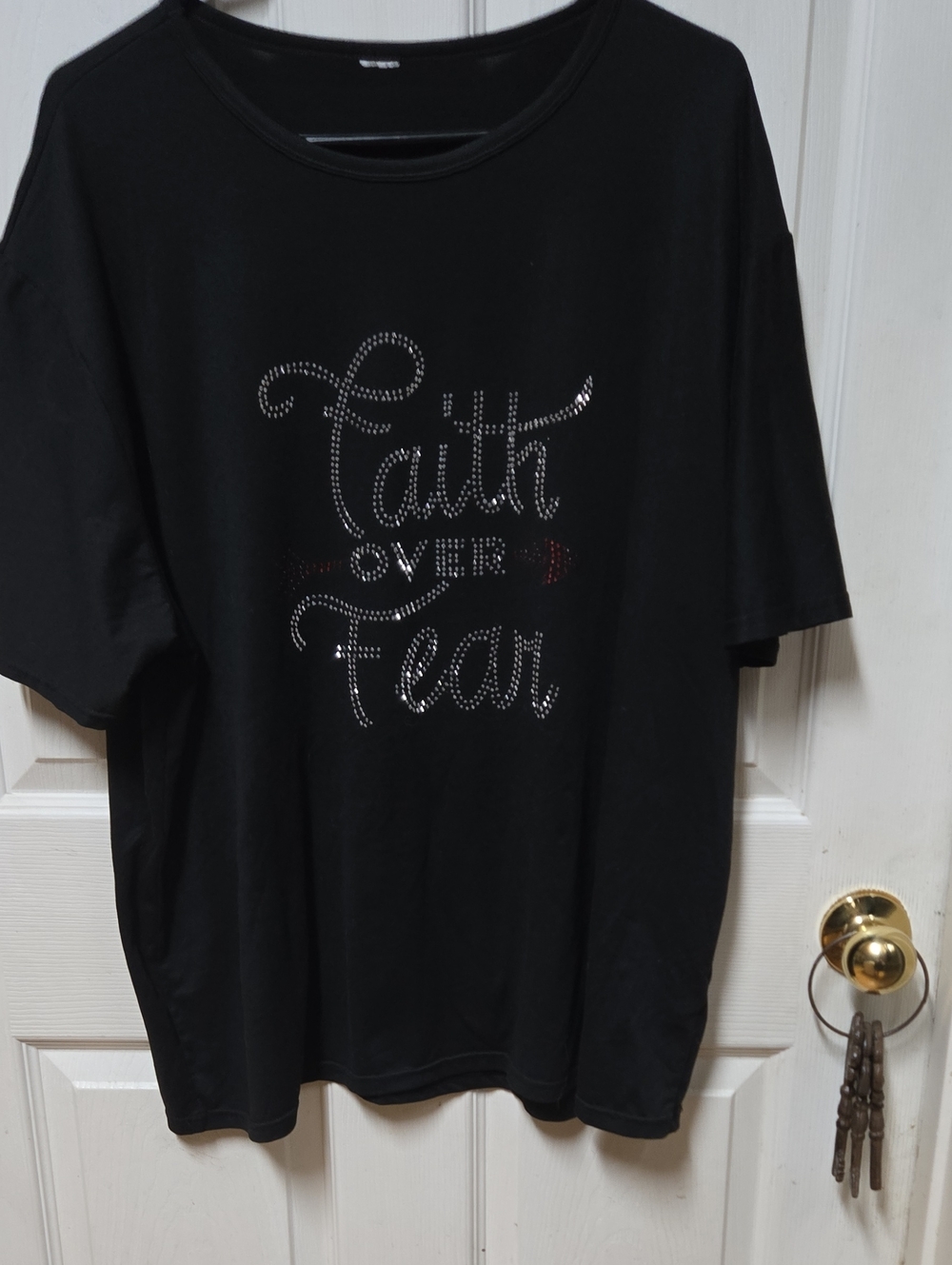 Faith Over Fear Black Rhinestone Tee